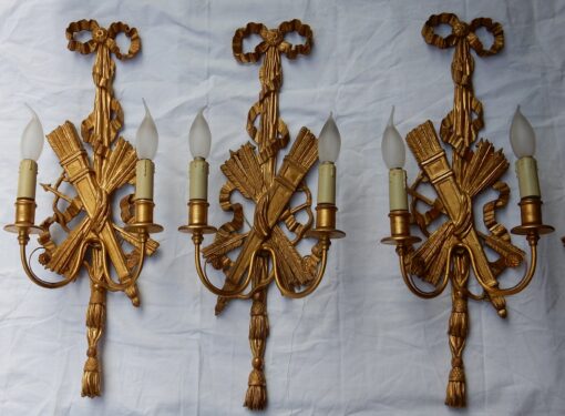 1950/70' 2 Pair of Sconces to The Golden Wood and Golden Iron - Image 7
