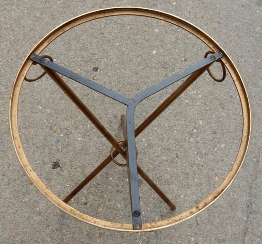 1950/70's Jacques Adnet Brass Tripod Pedestal Table With Black Glass Tray - Image 7