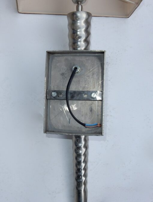 1970's Pair of Unicorn Nickle-Plated Brass Wall Lamps in the Style of Maison Charles - Image 3