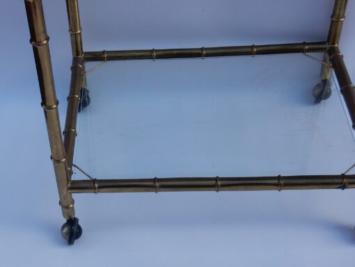 1950/70 Rolling Bar Gilded Brass Maison Baguès Bamboo Deco - Image 3