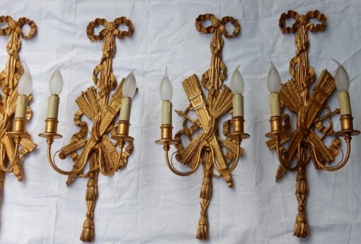 1950/70' 2 Pair of Sconces to The Golden Wood and Golden Iron - Image 6