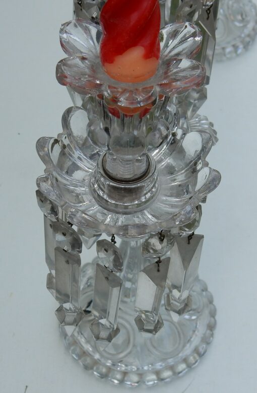1950' Pair of Baccarat Chandeliers With 2 Arms Pearl Socks - Image 7