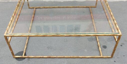 1970' Cofee Table Forged Iron Gilted Sheet Of Gold 130 X 130 cm - Image 8