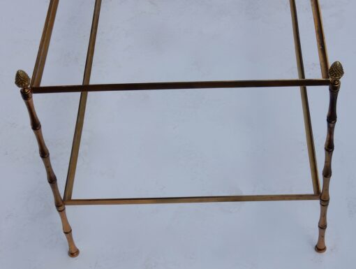 1970's Maison Baguès Brass Bamboo Table With Oxyded Mirror - Image 3