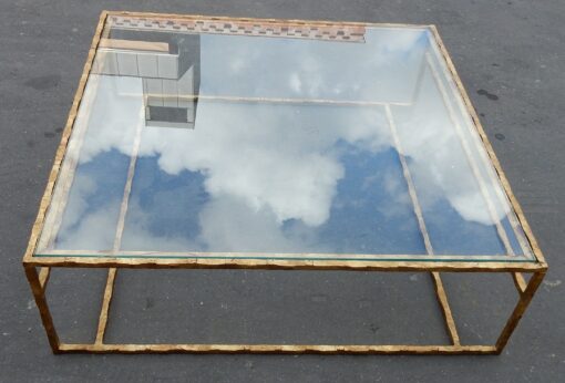 1970' Cofee Table Forged Iron Gilted Sheet Of Gold 130 X 130 cm - Image 2
