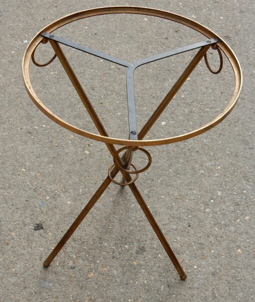 1950/70's Jacques Adnet Brass Tripod Pedestal Table With Black Glass Tray - Image 2