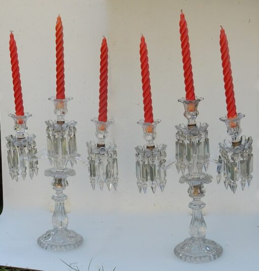 1950' Pair of Baccarat Chandeliers With 2 Arms Pearl Socks - Image 6