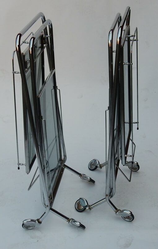 1950/70's Rolling Bar of Journey and Campstool, in Chrome-plated Metal In the Style of Jacques Adnet - Image 2