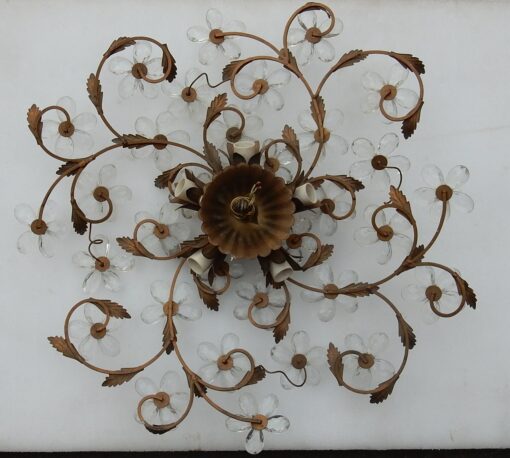 1970' Ceiling Light or Wall Lamp with Flowers and Leaves in the Style of Maison Bagués With Leaves - Image 3