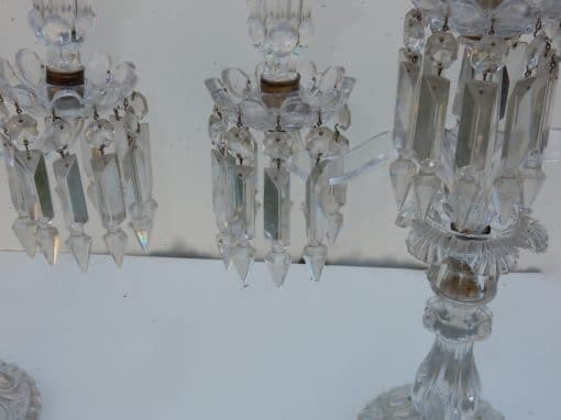 1950' Pair of Baccarat Chandeliers With 2 Arms Pearl Socks - Image 4