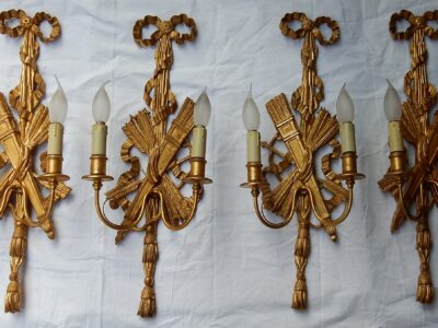1950/70' 2 Pair of Sconces to The Golden Wood and Golden Iron