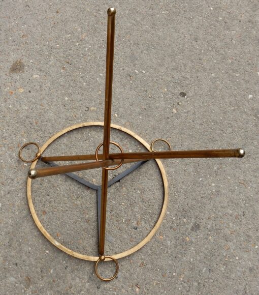 1950/70's Jacques Adnet Brass Tripod Pedestal Table With Black Glass Tray - Image 6