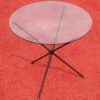 1950/70's Jacques Adnet Brass Tripod  Folding Pedestal or Travel Table With Glass Tray