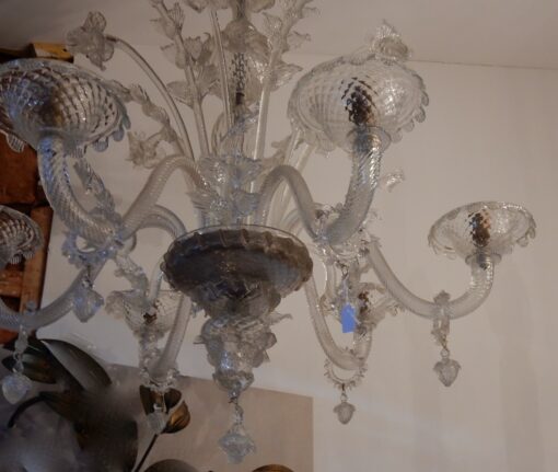 1950' Murano Crystal Chandelier 6 Branches Cupolas On Board Falling Rings Adorning Arms With Bells - Image 7