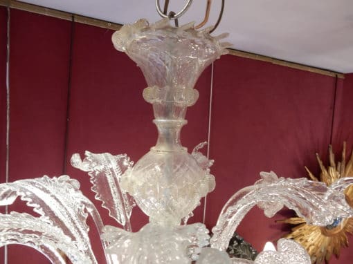 1950' Lustre Cristal Murano  6 Branches, Coupoles a Bord Renversé – Image 4