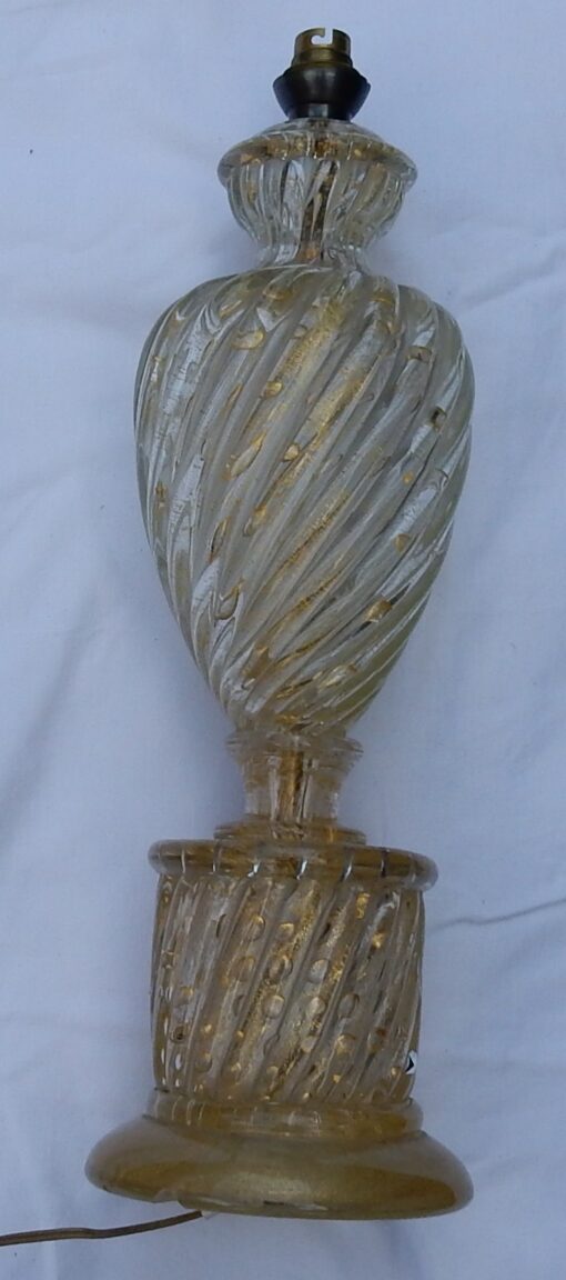 1950/70  Pair of Lamps in Murano Glass With Gold Inside