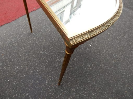 1970's Maison Charles Golden Brass Tripartite Table With Oxyded Mirror Trays - Image 5