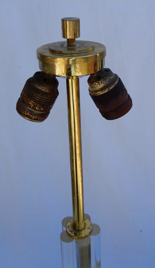 1970' Pair of Lamps in Lucite And Brass Gilted Columns Deco - Image 2