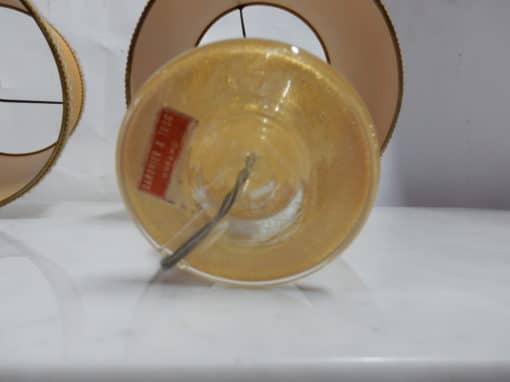 1950/70 Pair of Lamps in Murano Crystal With Gold Inside, Barovier & Toso Di Murano Signed - Image 4