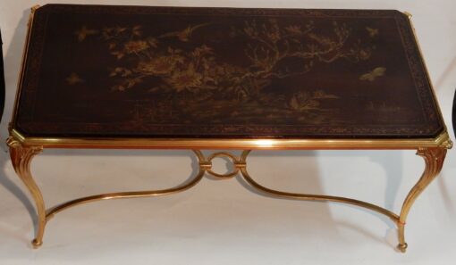 1940/50 Coffee Table Chinese Lacquer Tray Maison Baguès in Gilted Bronze Deco - Image 2