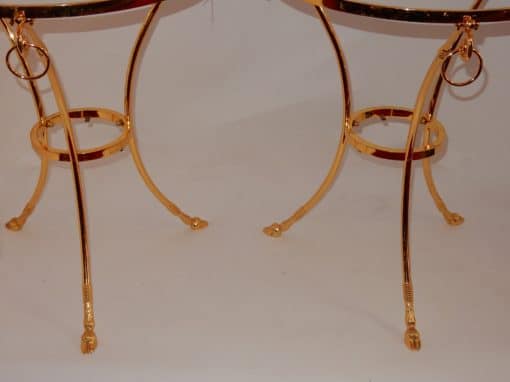 1970/80 Pedestal Pair in Gilt Bronze with Top in Glass Maison Charles Diam 65 - Image 3