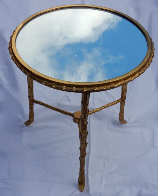 1950/70' Round Pedestal Maison Charles, Top In Glass  Diameter 41 cm