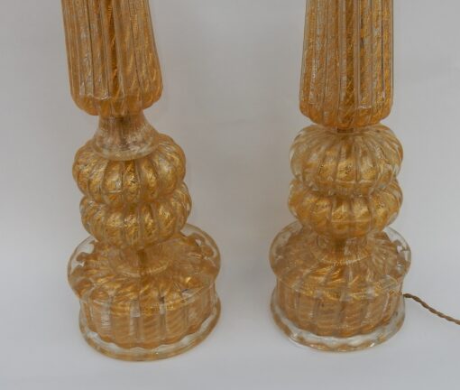 1950/70  Pair of Lamps in Murano Glass With Gold Inside - Image 4