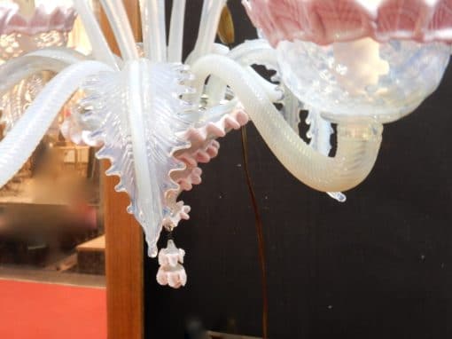 1970'  Chandelier Murano Blue And Pink Milked Colour 6 lights - Image 5