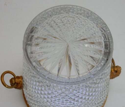 1950-70' Seau a Champagne Cristal et Bronze Doré Aux têtes de Lion – Image 7