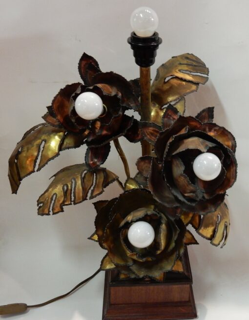 1970' Anemones Lamp in Metal Maison Jansen Style 3 Heads Baroque Style - Image 7
