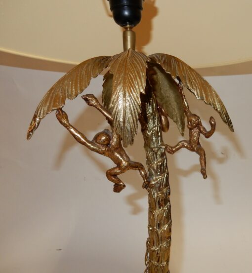 1980 'Gilt Bronze Lamp With Monkeys In A Palm Tree - Image 3