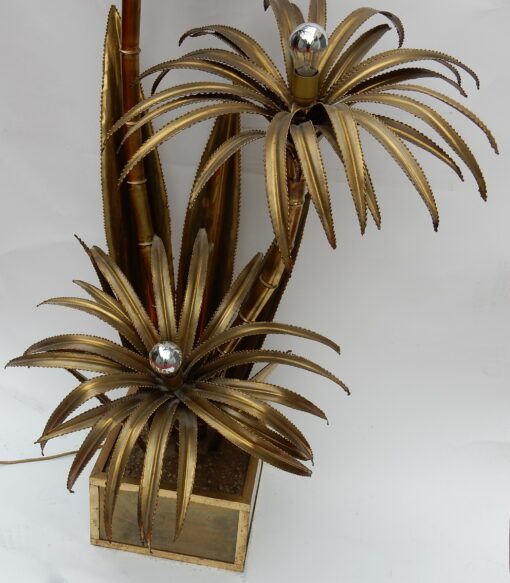 1970' Lampadaire Palmier, en Laiton Maison Jansen 3 Têtes Style Brutaliste – Image 8