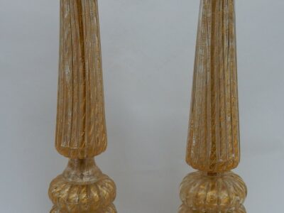 1950/70  Pair of Lamps in Murano Glass With Gold Inside