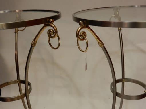 1970/80 Pedestal Pair Or Similar  in Gilt And Silvered Bronze with Top in Glass Maison Charles - Image 5