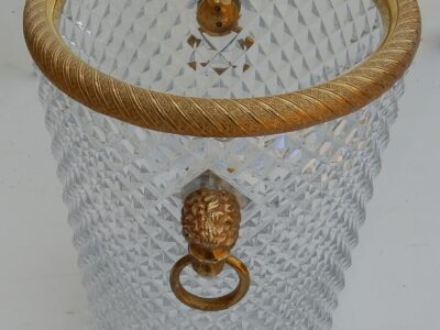 1950-70 '   Champagne Bucket  Crystal St Louis and Bronze Gilded Heads of Lion
