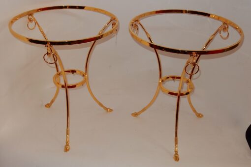 1970/80 Pedestal Pair in Gilt Bronze with Top in Glass Maison Charles Diam 65