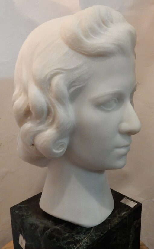 1930 'Art Deco Woman's head In Marble Signed By  M. Di Domenico - Image 5