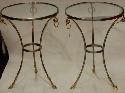1970/80 Pedestal Pair Or Similar  in Gilt And Silvered Bronze with Top in Glass Maison Charles