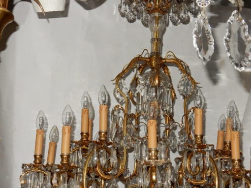 1880/1900' Lustre Cage en Bronze Doré 10 Bras 21 Lumières – Image 5