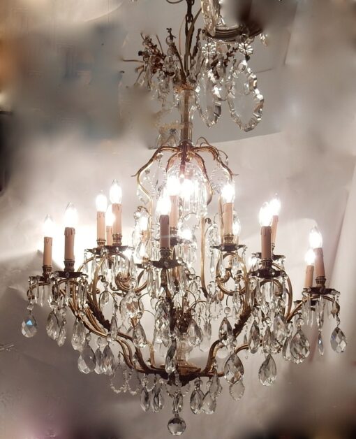 1880/1900' Lustre Cage en Bronze Doré 10 Bras 21 Lumières – Image 2