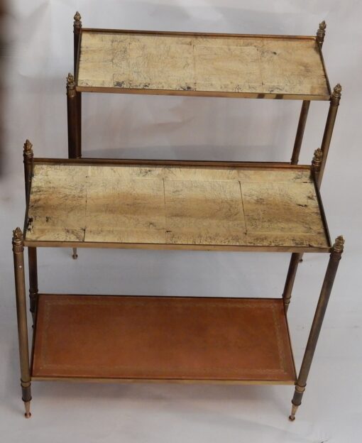 1950/70 Pair of Rectangular Ends of Sofa Maison Baguès Brass And  Trays With Gold Under Glasses With Olympic Flames (HOLD) - Image 3