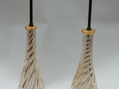 1950/70  Pair of Lamps in Murano Glass With Gold Inside Seguso Di Murano Signed