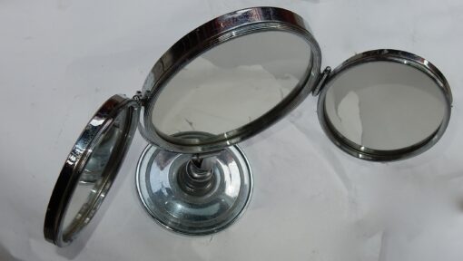 1950' Mirror For Jewerly triptych DLG Jacques Adnet Bronze Nickel-plated - Image 6