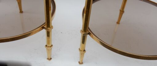 1970/80 Pedestal Pair  in Gilt  Bronze with Top in Glass Maison Ramsay - Image 4