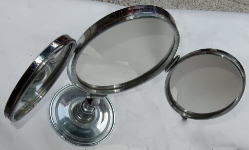 1950' Mirror For Jewerly triptych DLG Jacques Adnet Bronze Nickel-plated - Image 7