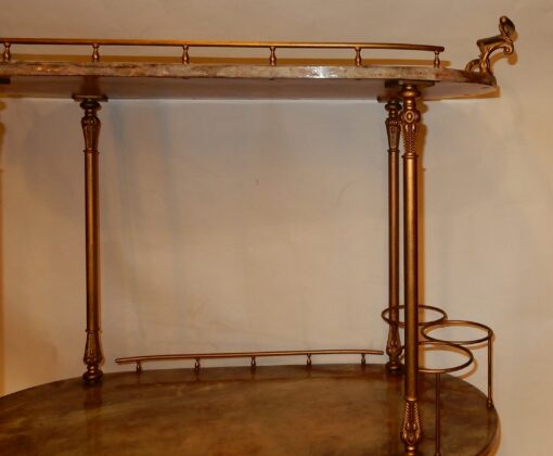 1970 ' Aldo Tura Rolling Bar Neoclassical Gilt Bronze With Goat Skin Vernished - Image 3
