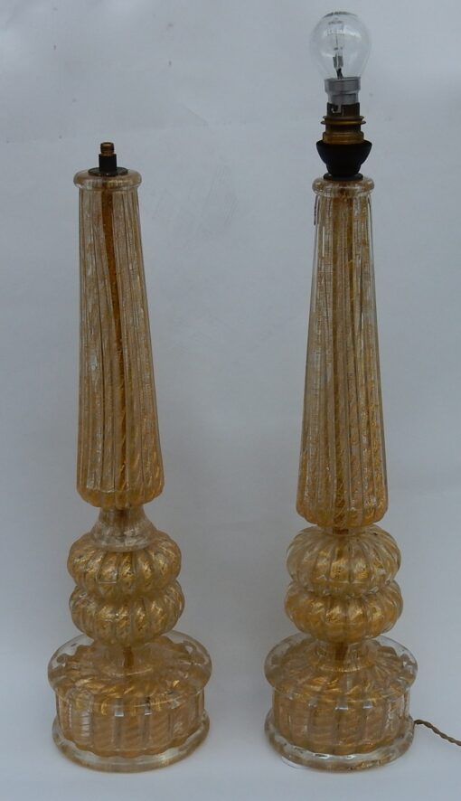 1950/70  Pair of Lamps in Murano Glass With Gold Inside - Image 2