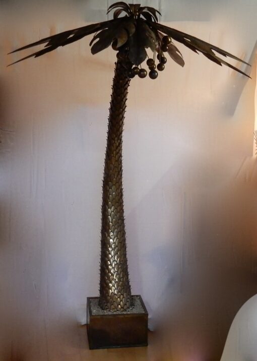 1970s Huge Lighting Palm Tree in Gilded and Polished Brass And Iron, Maison Jansen in Paris - Image 5