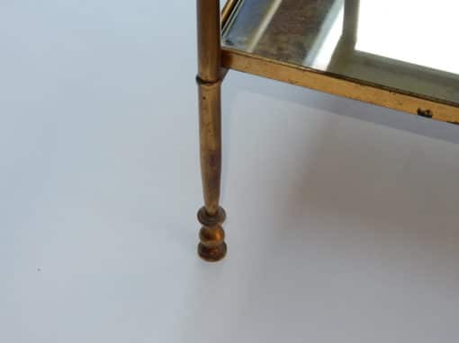 1950/70' Paire d'Etagères en Laiton à 3 Niveaux Maison Bagués Forme Escabeau Plateaux Miroirs Vieillis – Image 7