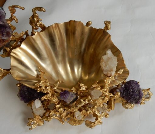 1970/80 ' Cuts Font By Claude Victor Boeltz Gilted Bronze With Amethyste And Rock Crystal - Image 5